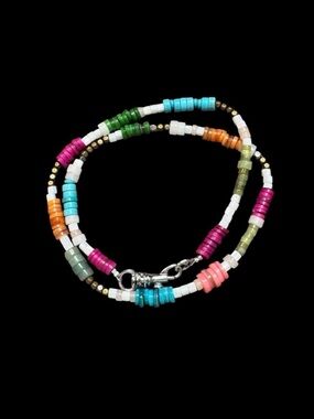 Multicolor Flat Bead Necklace.